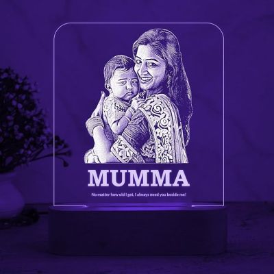 Personalized Mom Daughter Photo Night Lamp with Multicolored Light Customized Photo Birthday Memorable Gift for Mom Daughter & Son